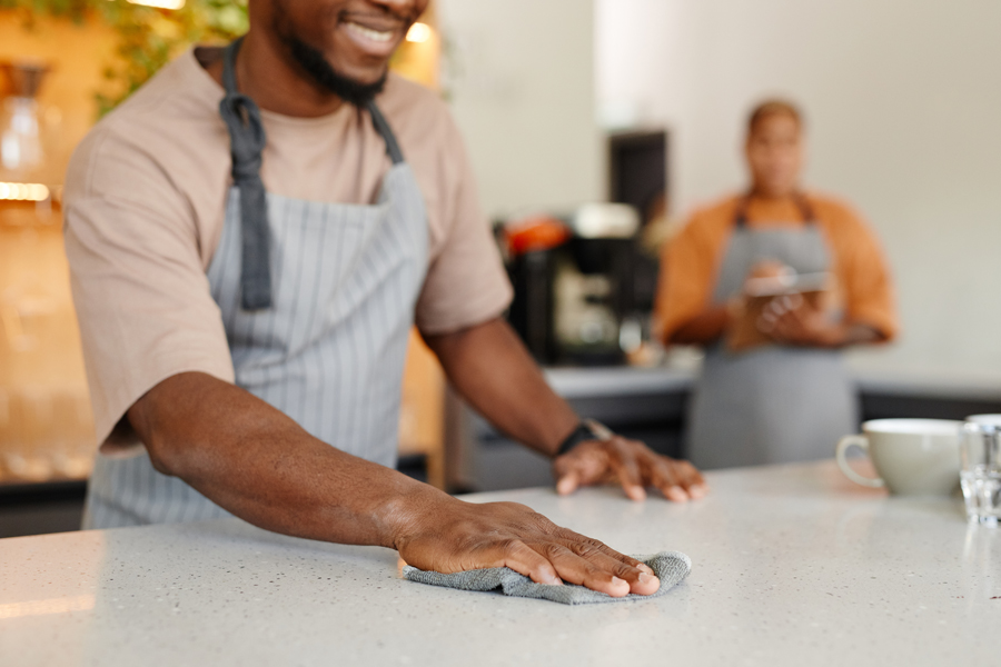 cleaning kitchen counter