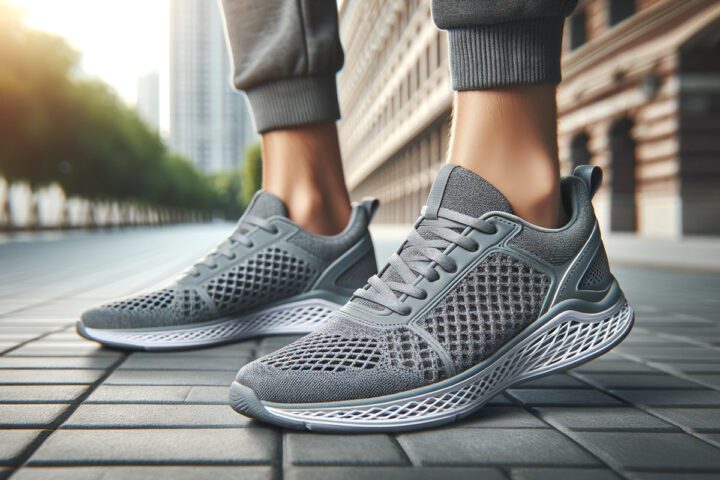 AI rendering of grey mesh sneakers