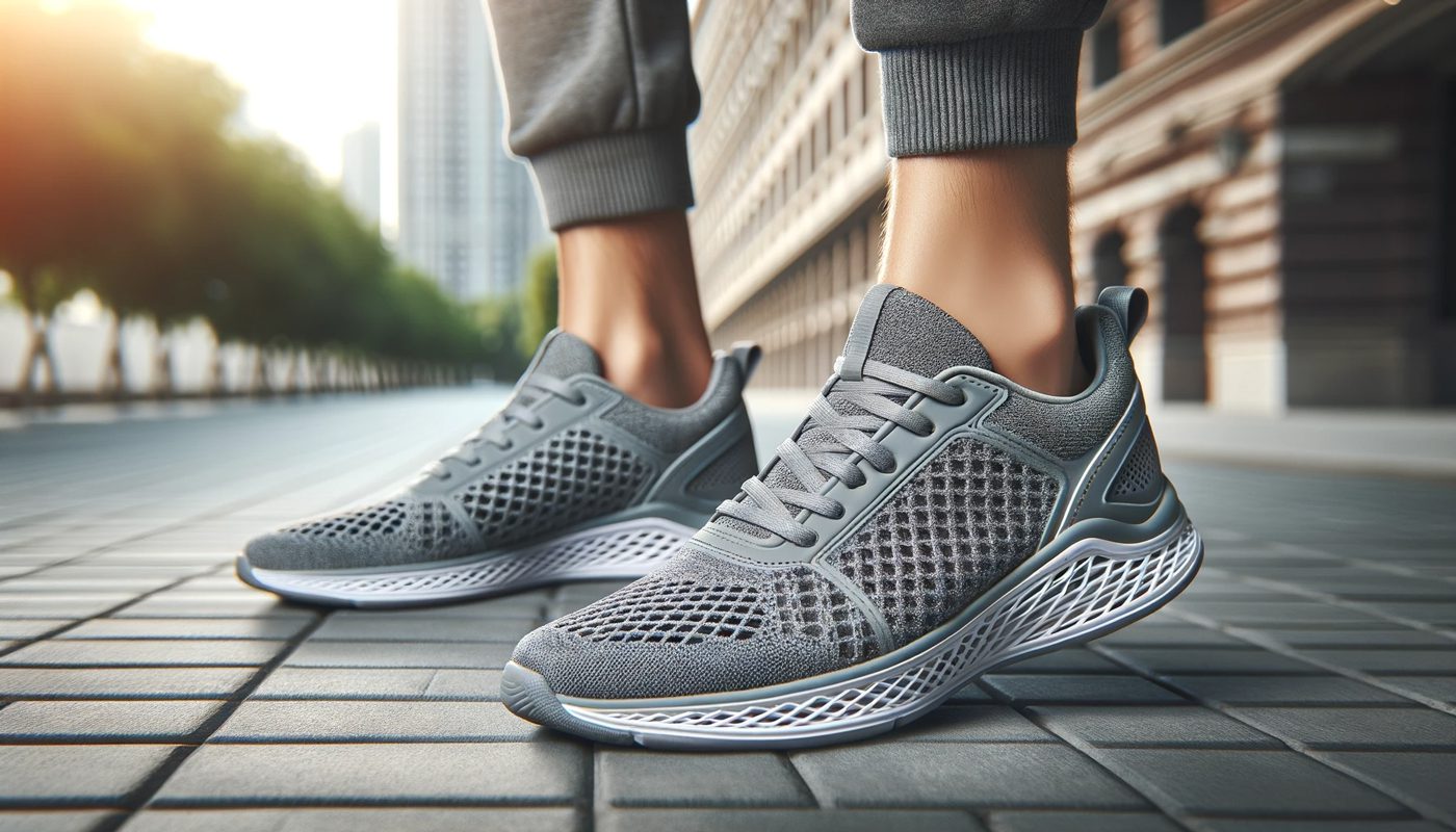 AI rendering of grey mesh sneakers